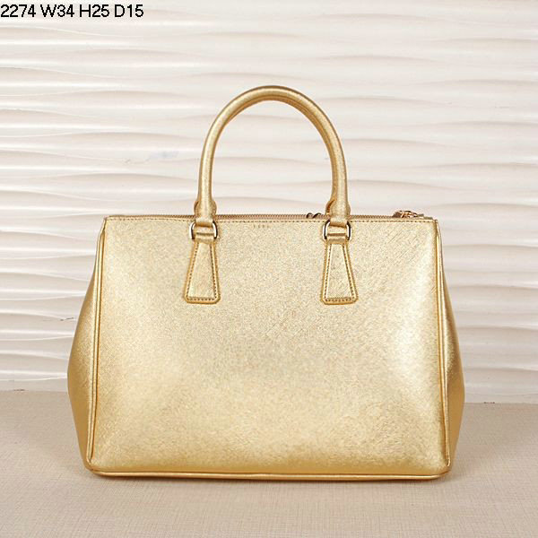 2014 Prada saffiano calfskin 33cm tote BN2274 gold